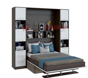 Кровать-шкаф с диваном Бела 1, с полкой ножкой, 1600х2000, венге/белый в Лабытнанги
