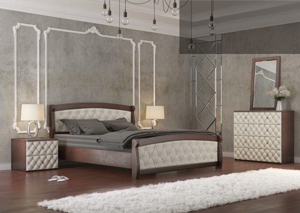 Полуторная кровать Магнат 140*190 с основанием, мягкие спинки в Салехарде - изображение