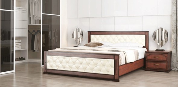 Кровать спальная Стиль 2, 160х200, кожзам, с основанием в Салехарде - изображение