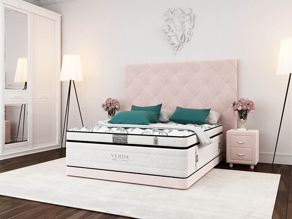 Двуспальная кровать Style Compact/Basement 180х200, Флок (Велсофт Винтажный розовый) в Салехарде - изображение