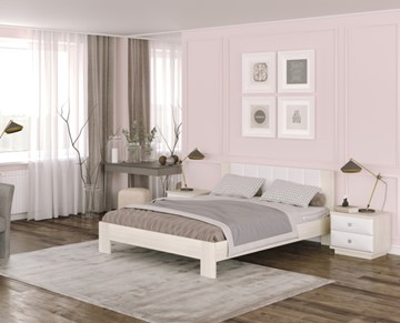 Двуспальная кровать Soft 140x200, Дуб Шамони с экокожей белой в Салехарде
