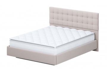Кровать в спальню №2 (универсальная 1,6х2,0) серия №2, белый/бежевый ткань/квадро бежевый ткань в Салехарде