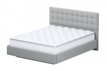 Двуспальная кровать №2 (универсальная 1,6х2,0) серия №2, белый/серый ткань/квадро серый ткань в Салехарде