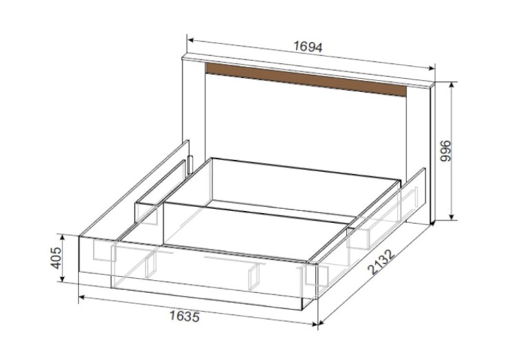 Двуспальная кровать №3 (универсальная 1,6х2,0 страйп) серия №2, дуб делано/дуб венге в Салехарде - изображение 2