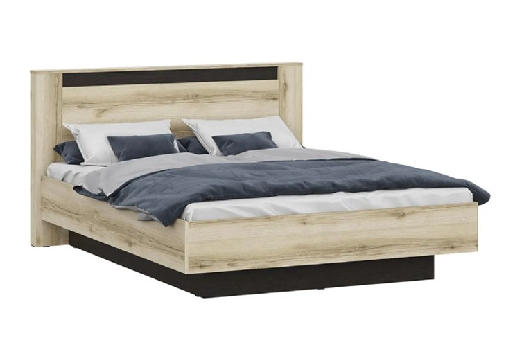 Двуспальная кровать №3 (универсальная 1,6х2,0 страйп) серия №2, дуб делано/дуб венге в Салехарде - изображение 3