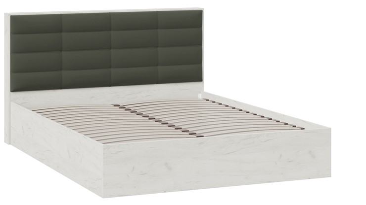 Кровать 2-спальная Агата тип 1 (Дуб крафт белый, Велюр Серый) в Салехарде - изображение 1