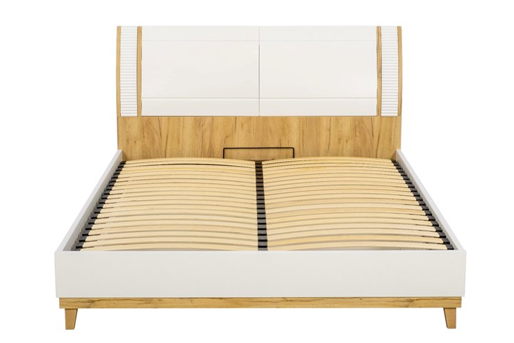 Спальная кровать Бари 1600 с подъёмным механизмом Дуб Золотой/Белый ЛД 698.220 в Салехарде - изображение 9