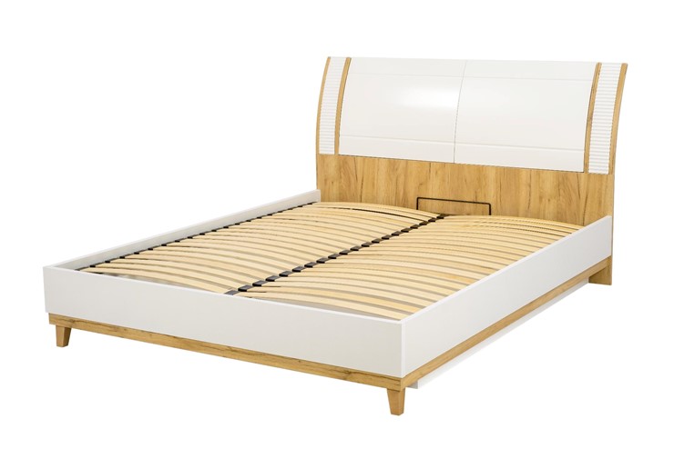 Спальная кровать Бари 1600 с подъёмным механизмом Дуб Золотой/Белый ЛД 698.220 в Надыме - изображение 11