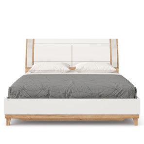 Спальная кровать Бари 1600 с подъёмным механизмом Дуб Золотой/Белый ЛД 698.220 в Надыме - предосмотр 1