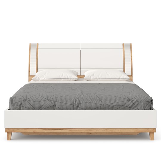 Спальная кровать Бари 1600 с подъёмным механизмом Дуб Золотой/Белый ЛД 698.220 в Надыме - изображение 1