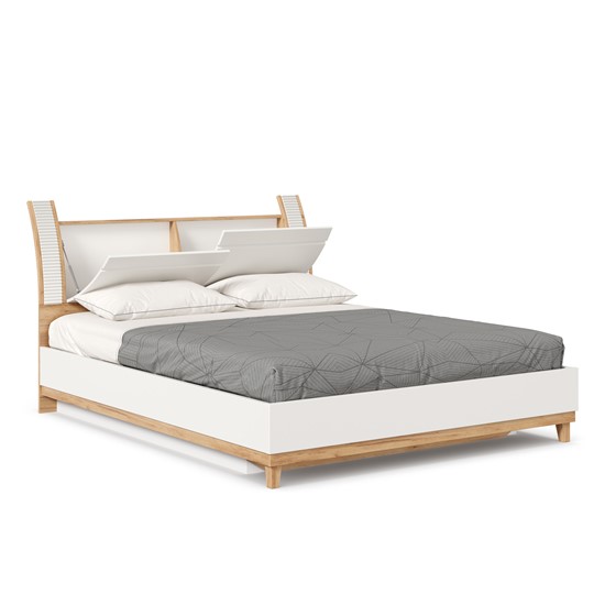 Спальная кровать Бари 1600 с подъёмным механизмом Дуб Золотой/Белый ЛД 698.220 в Салехарде - изображение 3