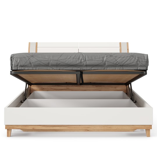 Спальная кровать Бари 1600 с подъёмным механизмом Дуб Золотой/Белый ЛД 698.220 в Надыме - изображение 4