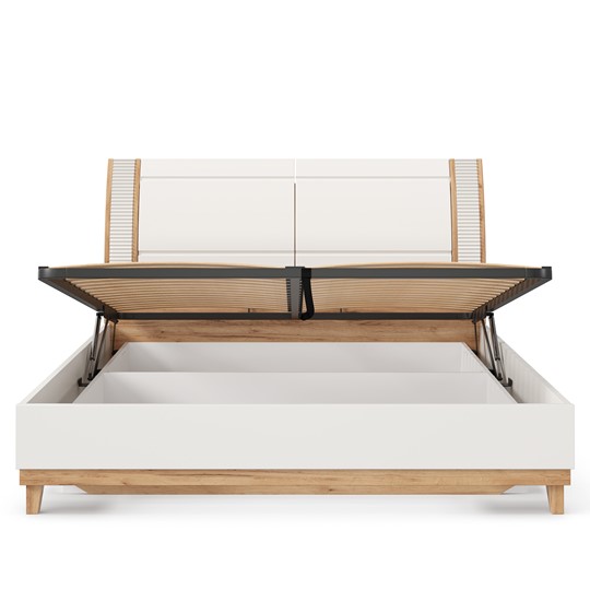 Спальная кровать Бари 1600 с подъёмным механизмом Дуб Золотой/Белый ЛД 698.220 в Надыме - изображение 7