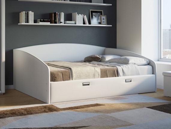 Кровать спальная Bono 160х200, Экокожа (Белый) в Салехарде - изображение