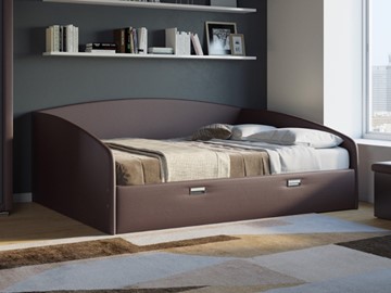 Спальная кровать Bono 160х200, Экокожа (Коричневый) в Надыме