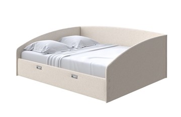Двуспальная кровать Bono 160х200, Искусственная шерсть (Лама Бежевый) в Салехарде