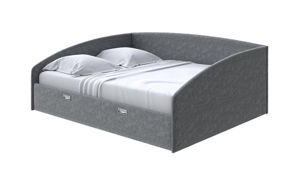 Кровать в спальню Bono 160х200, Велюр (Gratta 4 Серый космос) в Салехарде - изображение