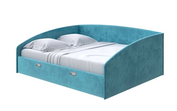 Кровать 2-спальная Bono 160х200, Велюр (Лофти Лазурь) в Салехарде - изображение