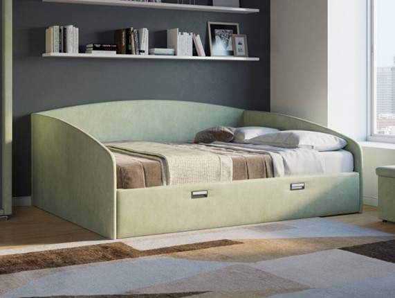 Кровать Bono 160х200, Велюр (Лофти Олива) в Салехарде - изображение