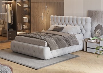 Кровать в спальню Castello 180х200, Флок (Бентлей Светло-серый) в Салехарде