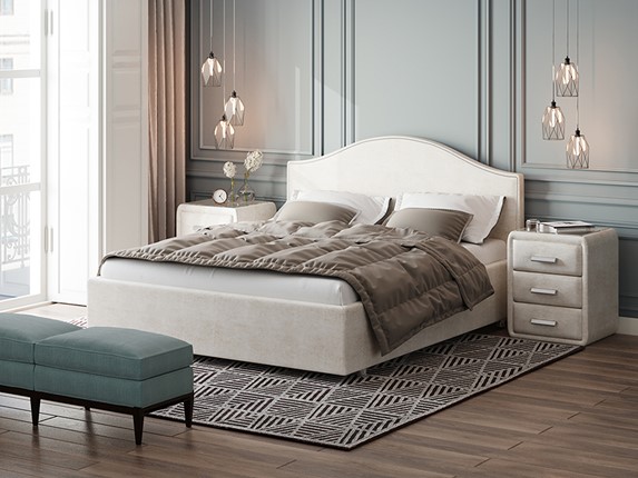 Кровать Classic 160х200, Велюр (Лофти Лён) в Салехарде - изображение