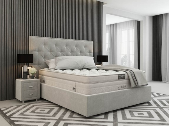 Кровать двуспальная Classic Compact/Island M 180х200, Флок (Велсофт Серый) в Салехарде - изображение