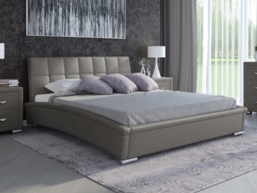 Кровать в спальню Corso-1L 140x200, Экокожа (Серый) в Салехарде