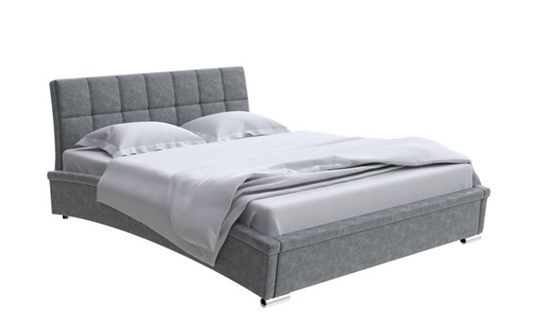 Спальная кровать Corso-1L 140x200, Велюр (Gratta 4 Серый космос) в Салехарде - изображение