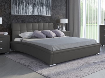 Двуспальная кровать Corso-1L 160x200, Экокожа (Темно-серый) в Салехарде