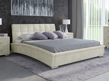 Двуспальная кровать Corso-1L 160x200, Велюр (Лофти лён) в Салехарде