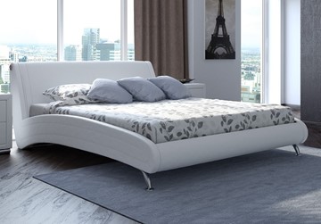 Спальная кровать Corso-2 140х200, Экокожа (Белый) в Салехарде