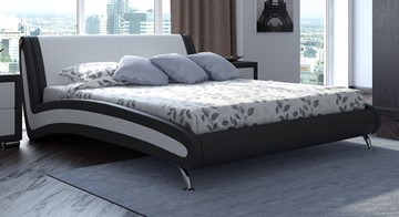 Кровать спальная Corso-2 140х200, Экокожа (Черный с белым) в Надыме