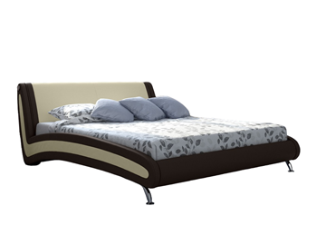Двуспальная кровать Corso-2 140х200, Экокожа (Коричневый с кремовым) в Салехарде