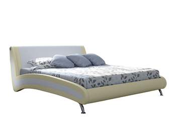 Кровать спальная Corso-2 140х200, Экокожа (Кремовый с белым) в Салехарде
