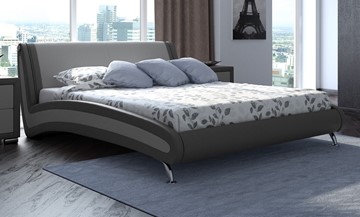 Спальная кровать Corso-2 140х200, Экокожа (Темно-серый с серым) в Салехарде