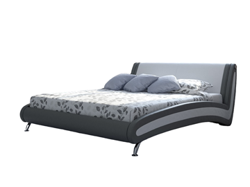 Двуспальная кровать Corso-2 140х200, Экокожа (Серый с белым) в Салехарде