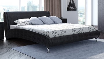 Двуспальная кровать Corso-2 160х200, Экокожа (Кайман черный) в Новом Уренгое