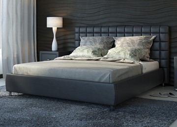 Кровать в спальню Corso-3 140x200, Экокожа (Черный) в Надыме