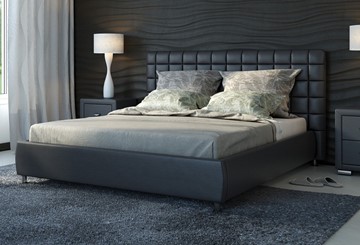 Кровать в спальню Corso-3 200x200, Экокожа (Черный) в Салехарде