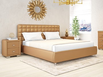 Двуспальная кровать Corso-3 200x200, Экокожа (Латунный перламутр) в Салехарде