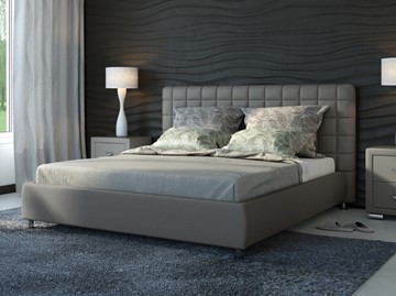 Двуспальная кровать Corso-3 200x200, Экокожа (Серый) в Салехарде - предосмотр