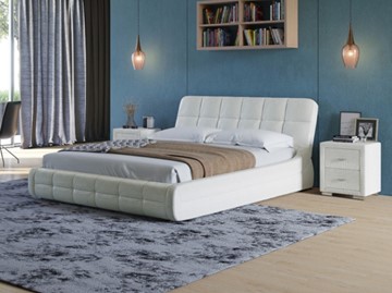 Спальная кровать Corso-6 140x200, Экокожа (Кайман белый) в Салехарде