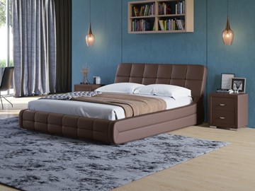 Кровать в спальню Corso-6 140x200, Экокожа (Коричневый) в Салехарде