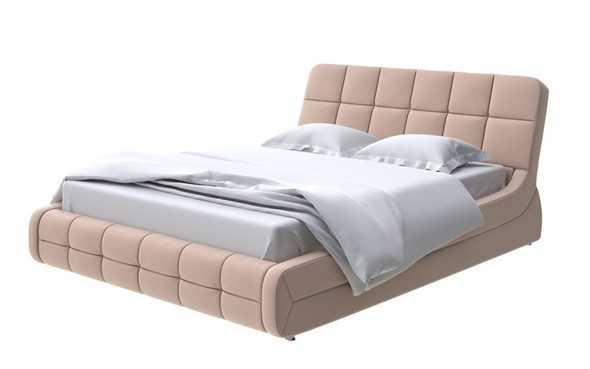 Кровать 2-спальная Corso-6 140x200, Велюр (Forest 730 Миндальный) в Салехарде - изображение