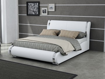 Кровать спальная Corso-8 140x200, Экокожа (Белый) в Салехарде