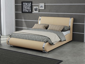 Спальная кровать Corso-8 200x200, Экокожа (Бежевый) в Новом Уренгое