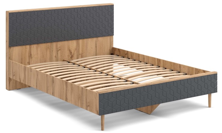Кровать двуспальная Денвер, 1600 с основанием (Дуб Вотан/Графит) в Надыме - изображение 1