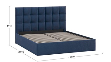 Двуспальная кровать Эмбер тип 1 (Микровелюр Wellmart Blue) в Салехарде - предосмотр 2