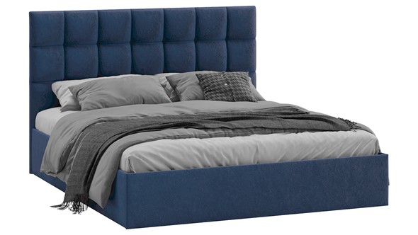 Двуспальная кровать Эмбер тип 1 (Микровелюр Wellmart Blue) в Салехарде - изображение