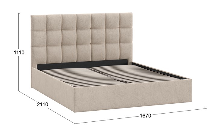 Кровать 2-спальная Эмбер тип 1 (Микровелюр Wellmart Dark Beige) в Салехарде - изображение 2